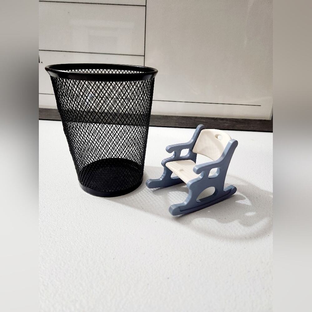 Little Tikes miniature blue rocking chair dollhouse Accessory